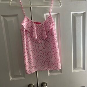 Lilly Pulitzer Pink Polka Dot Ruffle Tank Top